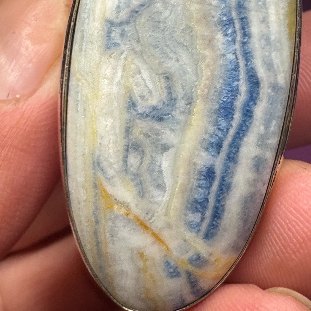 Blue Scheelite 925 Silver Plated Gemstone. Ring Size US 8 - Picture 7 of 8